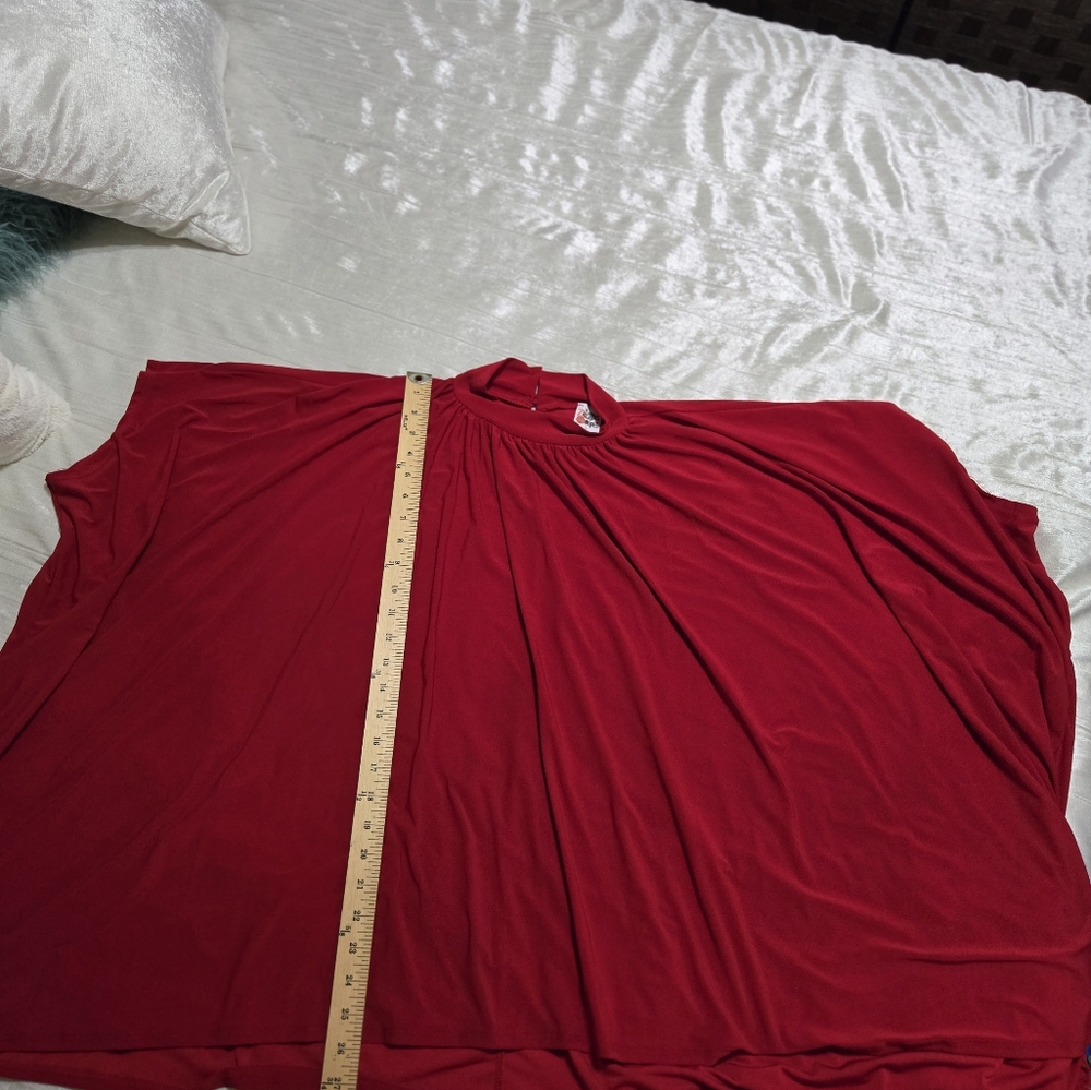 Elegant Red Cape Blouse Size Large..NWOT Never Worn - Picture 4 of 7